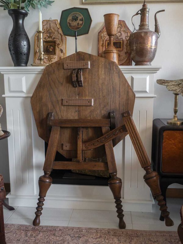 Rarissimo antico tavolo pieghevole a vela rovere fine '800 - immagine 4