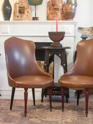 Coppia poltrone in pelle sintetica vintage mid century
