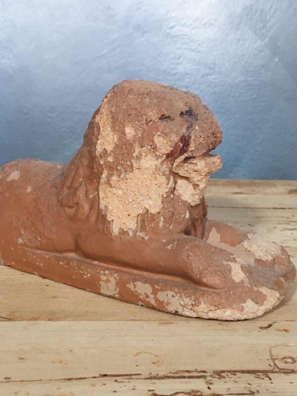 Coppia alari antichi in terracotta leoni XIX secolo - immagine 2