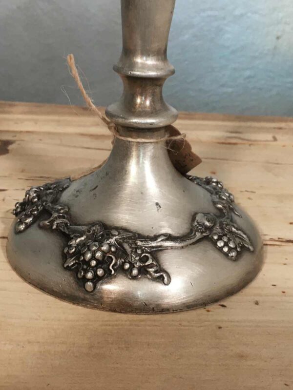 Candeliere antico in metallo rivestito peltro Liberty - immagine 2