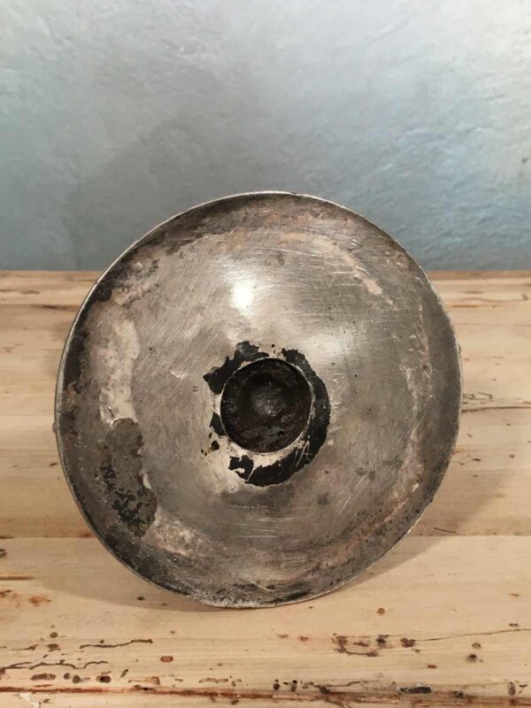Candeliere antico in metallo rivestito peltro Liberty - immagine 4