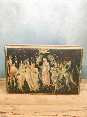 Scatola in legno stile fiorentino con decoro “La primavera di Botticelli”