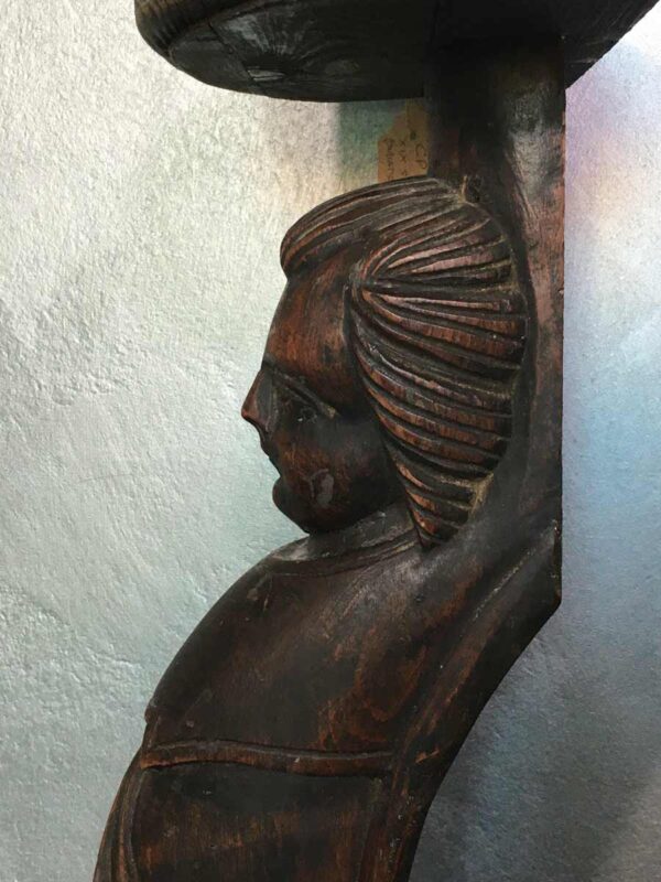 Coppia colonne lesene o telamoni in legno del XIX secolo ebanizzate - immagine 5