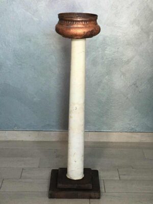 Colonna marmo antico trasformata in porta vaso con rame XIX sec