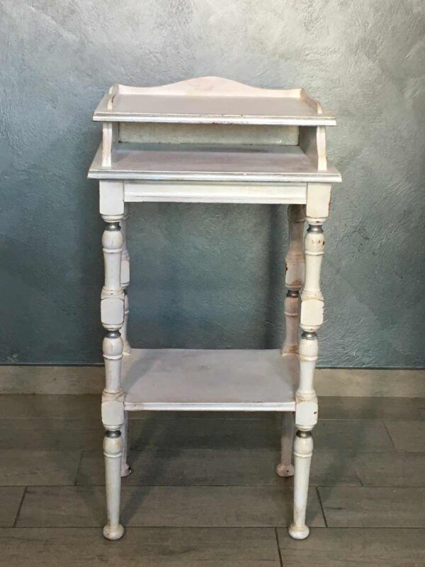 Mobiletto consolle bianco effetto crackle mid Century - immagine 2