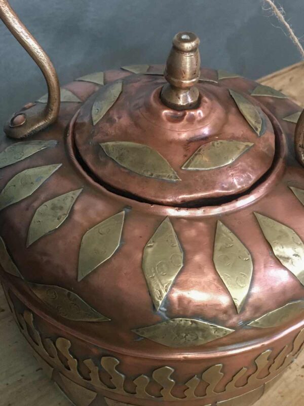 Teiera in rame con decori in ottone primi decenni ‘900 - immagine 3