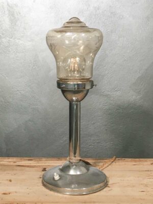 Lampada antica in metallo cromato metà XX secolo