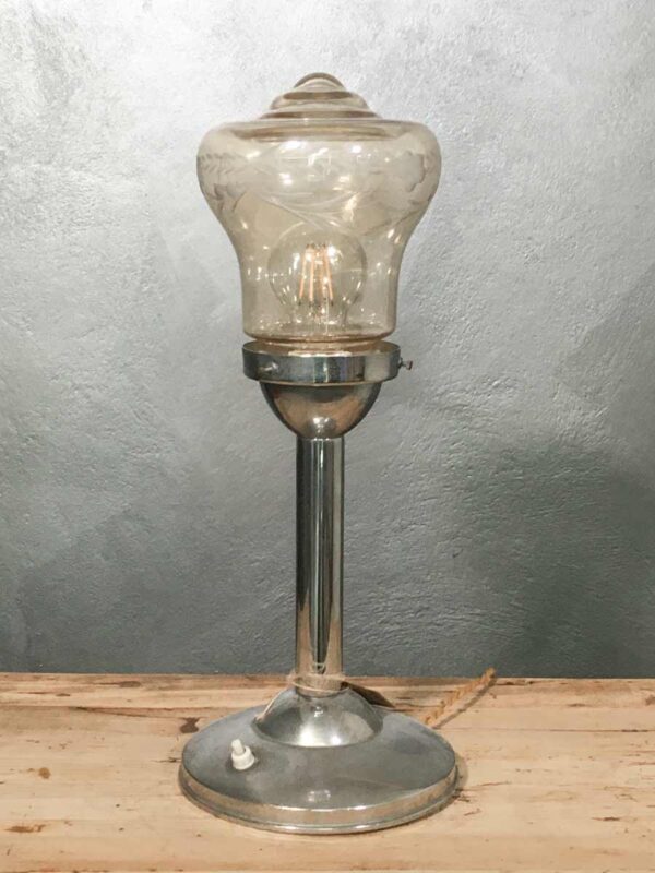 Lampada antica in metallo cromato metà XX secolo