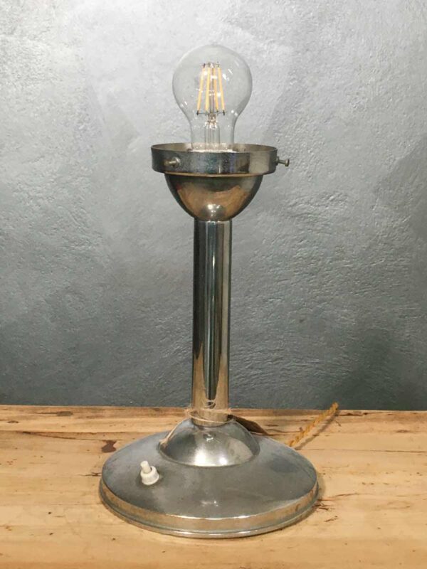 Lampada antica in metallo cromato metà XX secolo - immagine 2