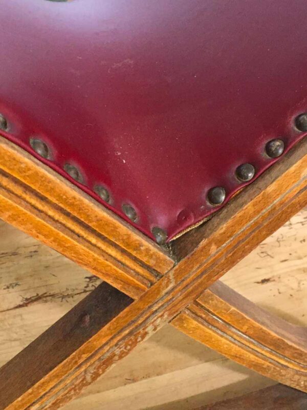 Poggia piedi a dondolo in legno e simil pelle XX secolo - immagine 3