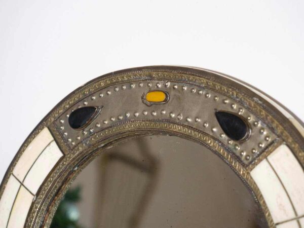 Specchio marocchino legno e metallo con intarsi in osso - immagine 4