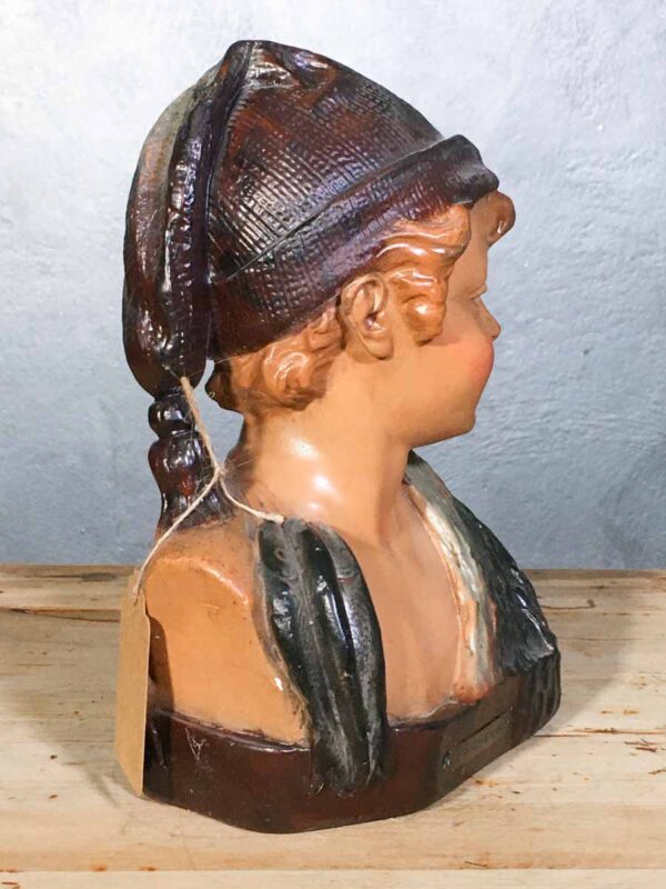 Statua busto ragazzo gesso Art nouveau numerata 56-B Pecheur - immagine 3