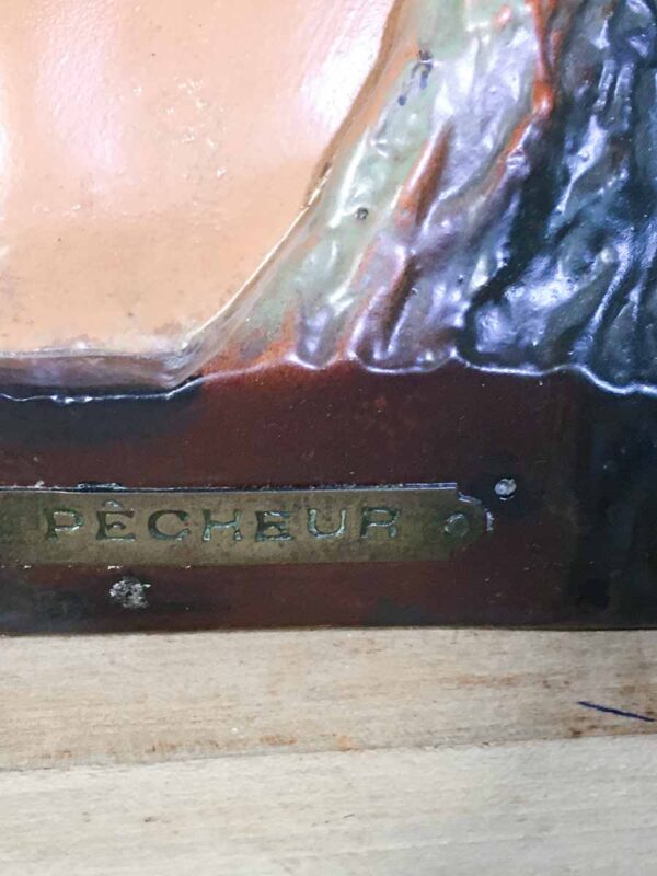 Statua busto ragazzo gesso Art nouveau numerata 56-B Pecheur - immagine 5