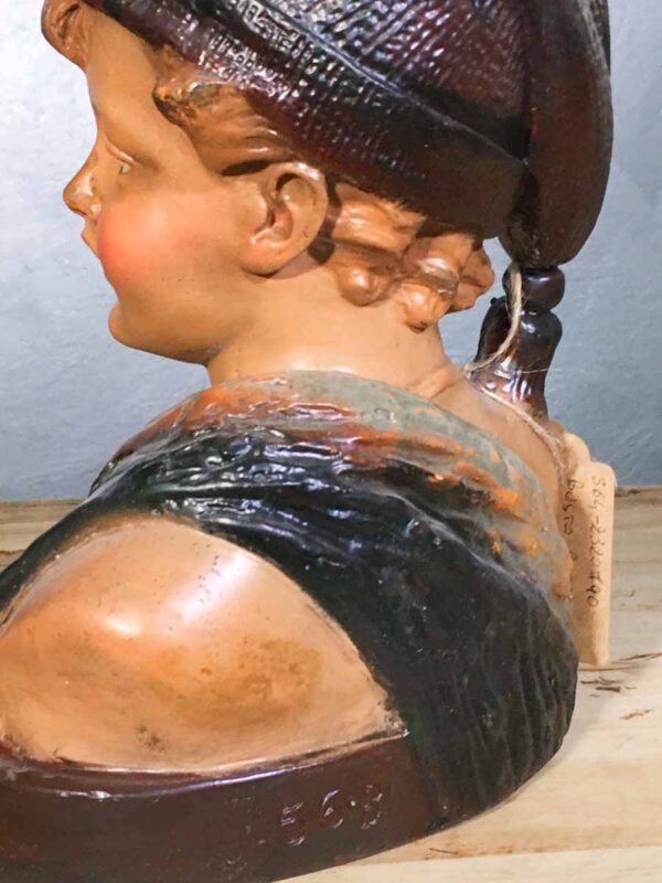 Statua busto ragazzo gesso Art nouveau numerata 56-B Pecheur - immagine 4
