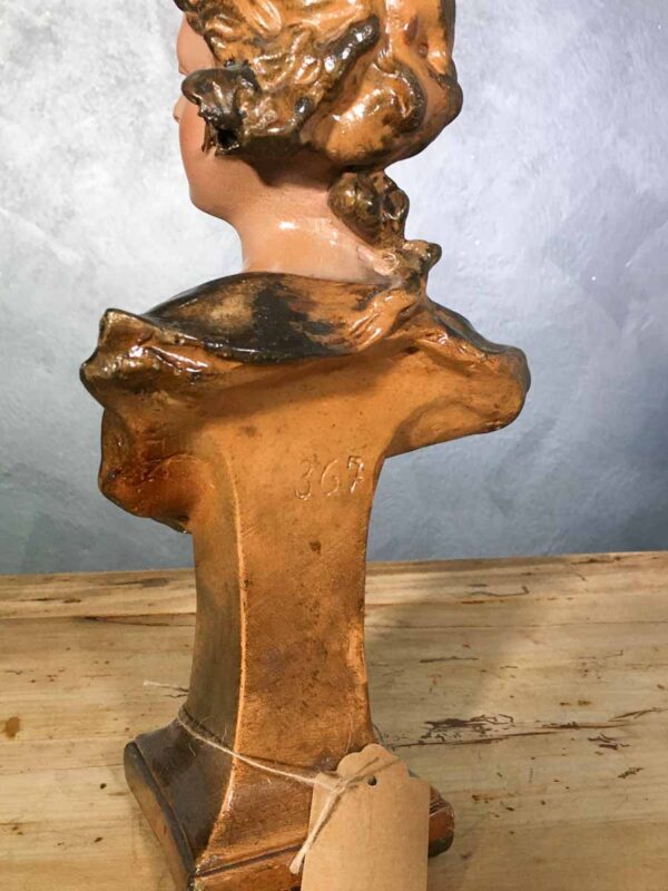 Statua busto donna gesso Art nouveau numerata 367 - immagine 4