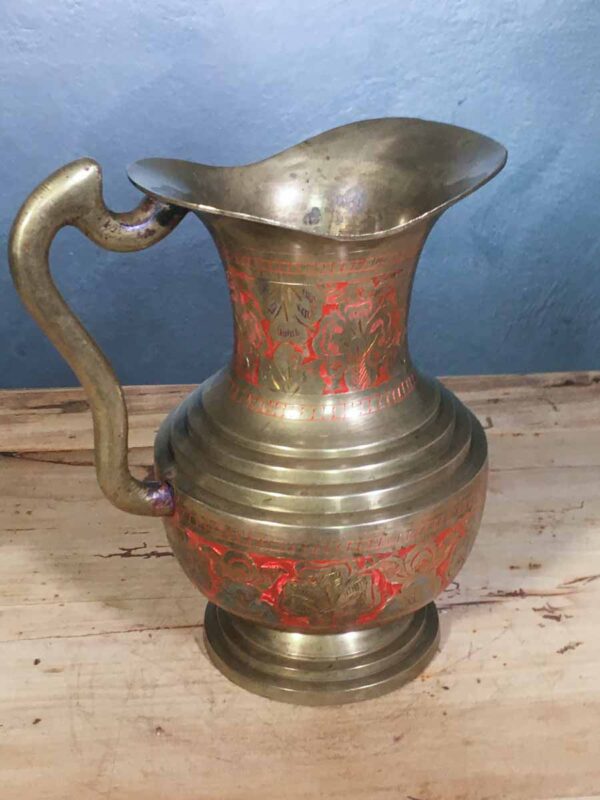 Vaso brocca indiana ottone XX secolo - immagine 2