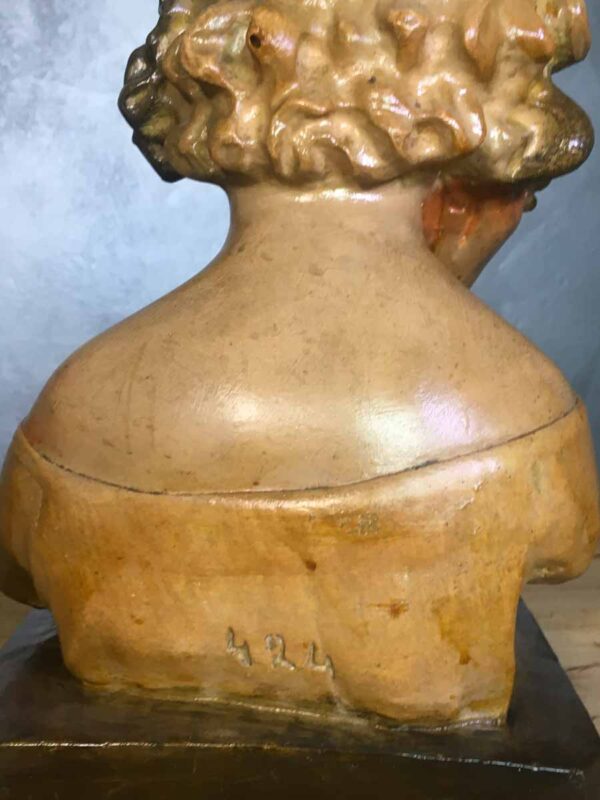 Statua busto ragazza (a l’etude) gesso Art nouveau numerata 424 - immagine 4