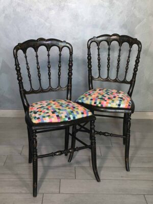Coppia sedie Napoleone III con decoro fine XIX secolo