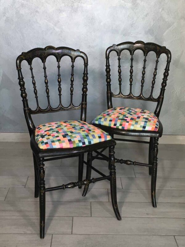 Coppia sedie Napoleone III con decoro fine XIX secolo