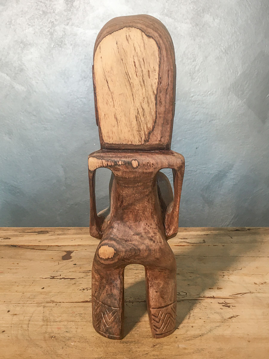 Scultura legno polinesiana raffigurante “Tiki” semidio simile uomini - immagine 4