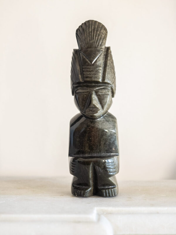 Coppia statuetta statua Maya Azteca ossidiana-onice nera Mexico - immagine 2