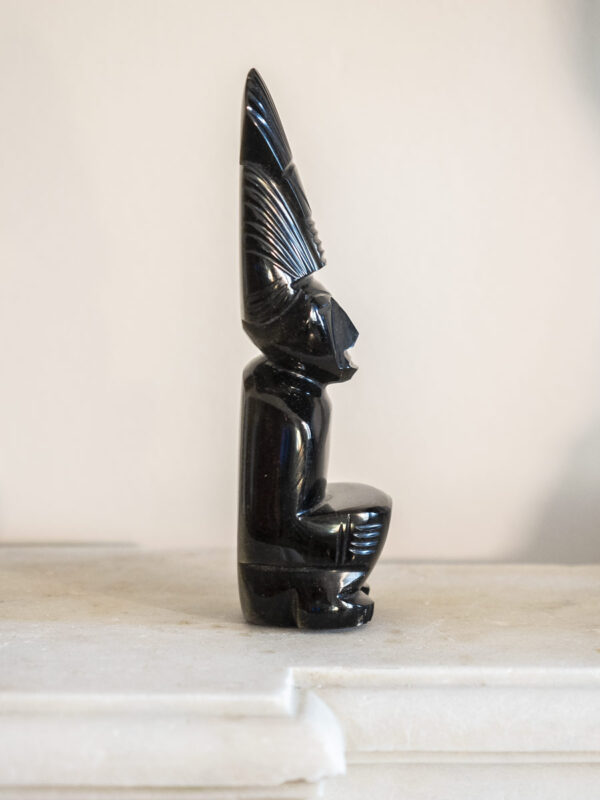 Coppia statuetta statua Maya Azteca ossidiana-onice nera Mexico - immagine 3
