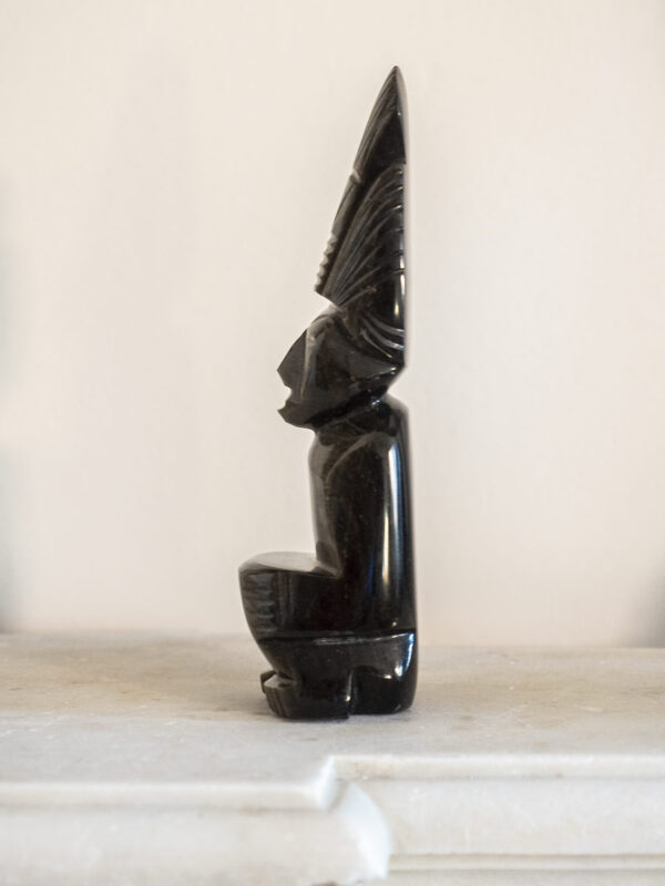 Coppia statuetta statua Maya Azteca ossidiana-onice nera Mexico - immagine 4