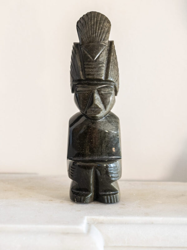 Coppia statuetta statua Maya Azteca ossidiana-onice nera Mexico - immagine 5