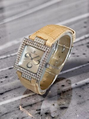 Orologio Swarovski crystal square cinturino marrone