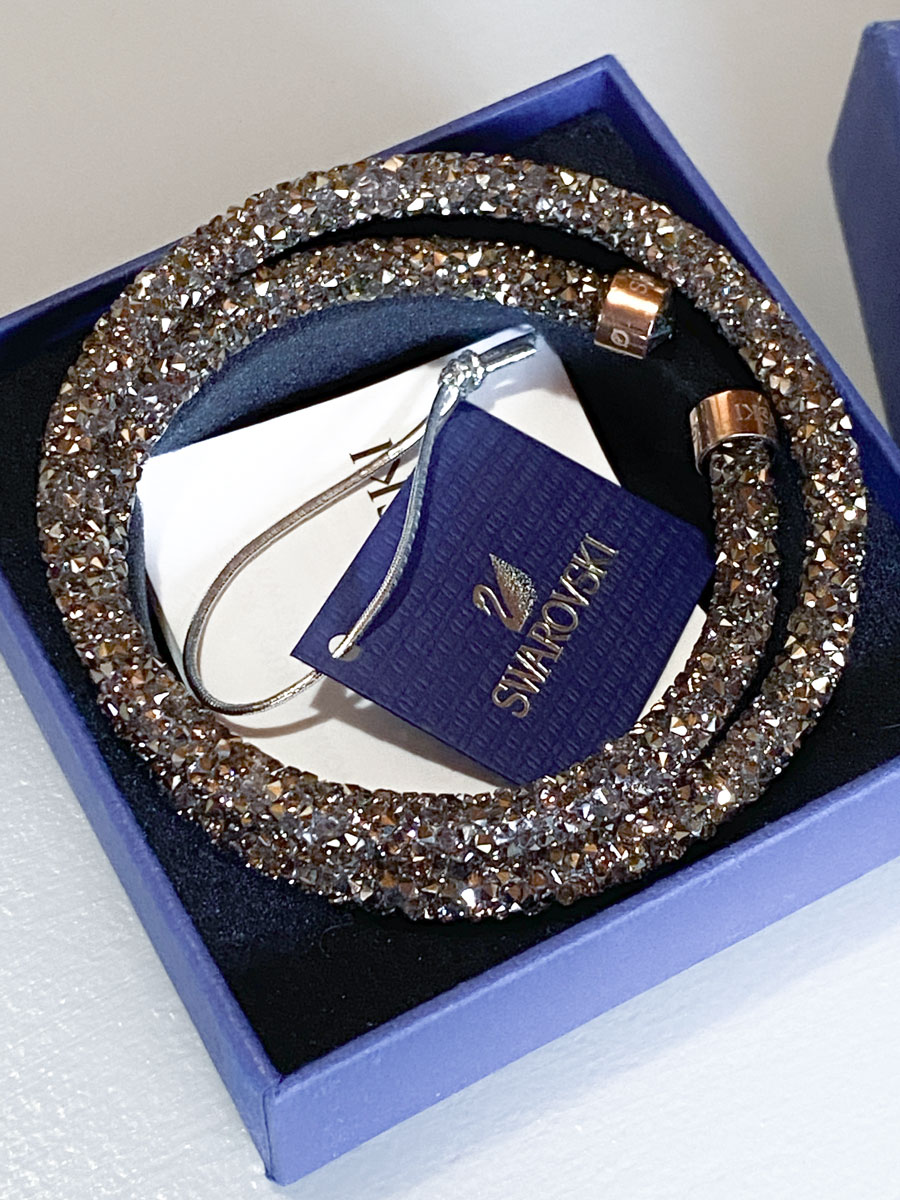 Bracciale Doppio Swarovski Crystaldust marrone - immagine 4