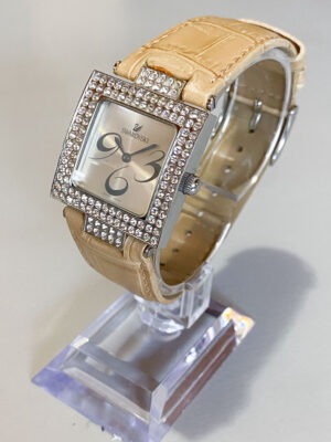 Orologio Swarovski crystal square cinturino marrone