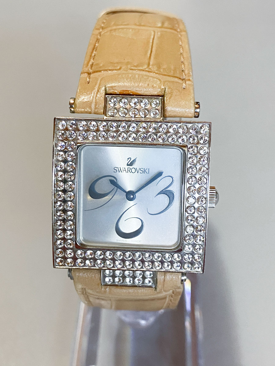 Orologio Swarovski crystal square cinturino marrone - immagine 2