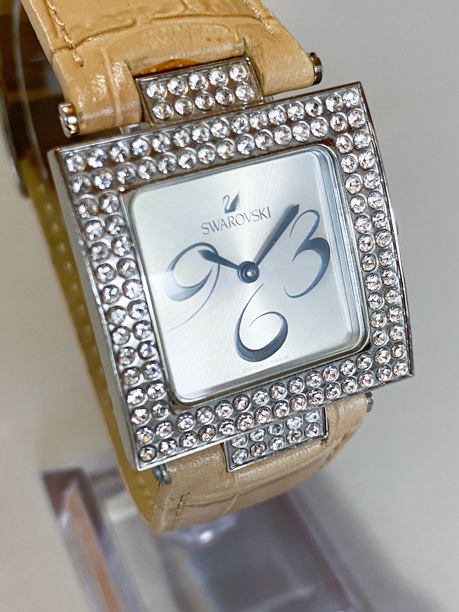 Orologio Swarovski crystal square cinturino marrone - immagine 3