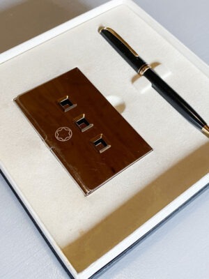 Set penna Montblanc a sfera con portabiglietti metallo da tavolo