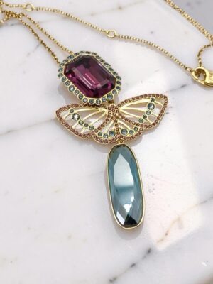 Collana vintage Swarovski libellula cristalli multicolore