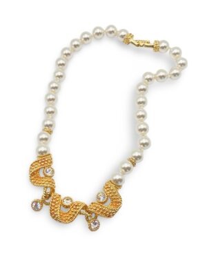 Collana girocollo Swarovski vintage in perle e cristalli