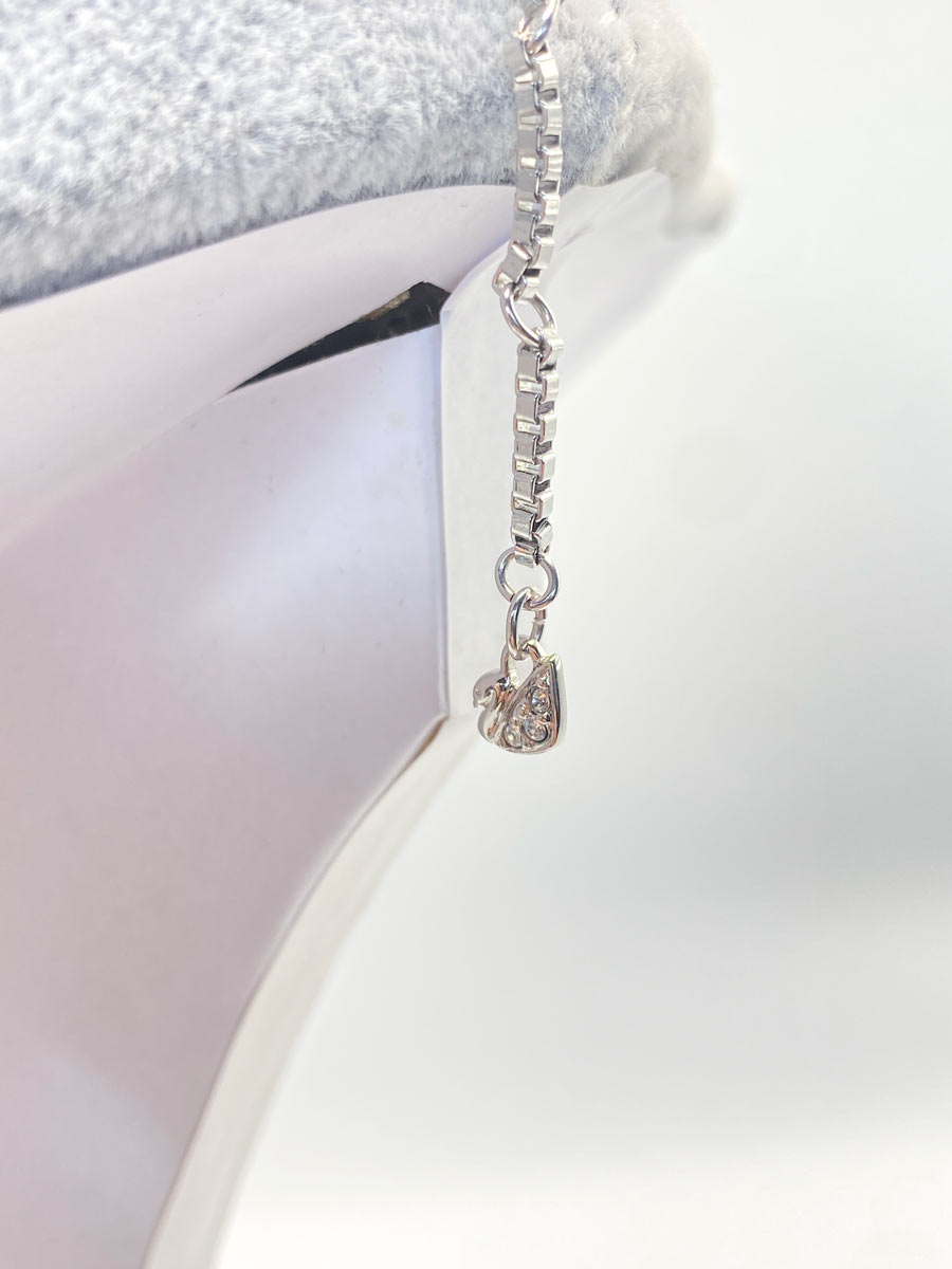 Collana Swarovski blanche rodio cristalli bianche, viola e perle - immagine 3