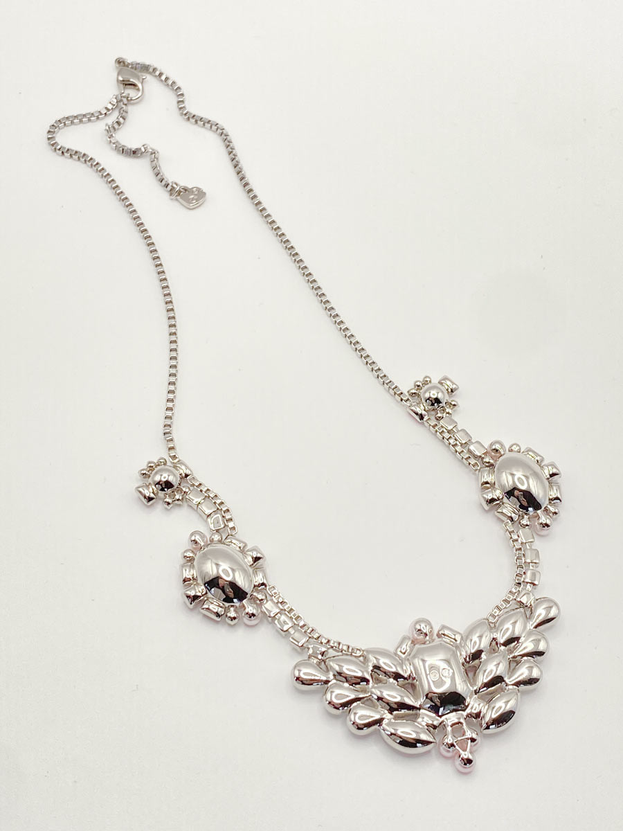 Collana Swarovski blanche rodio cristalli bianche, viola e perle - immagine 5