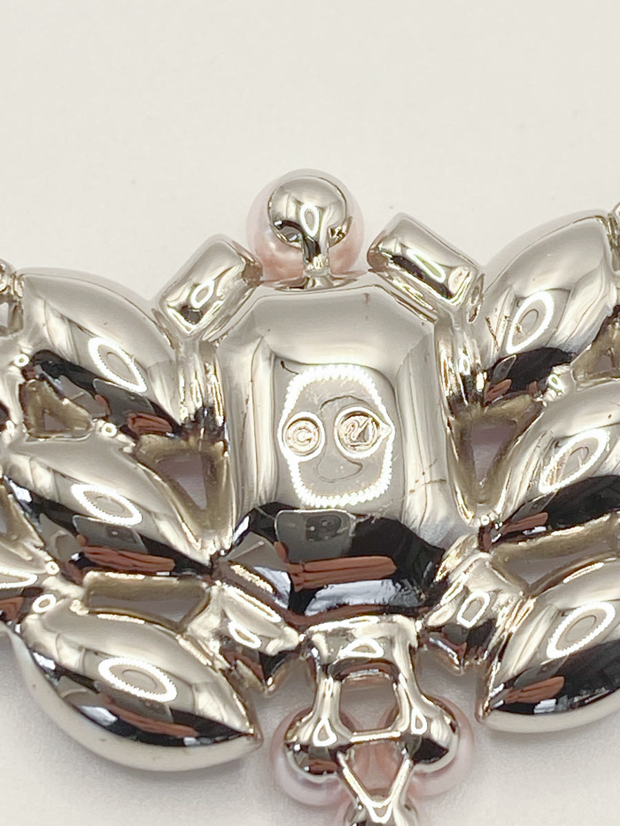 Collana Swarovski blanche rodio cristalli bianche, viola e perle - immagine 6