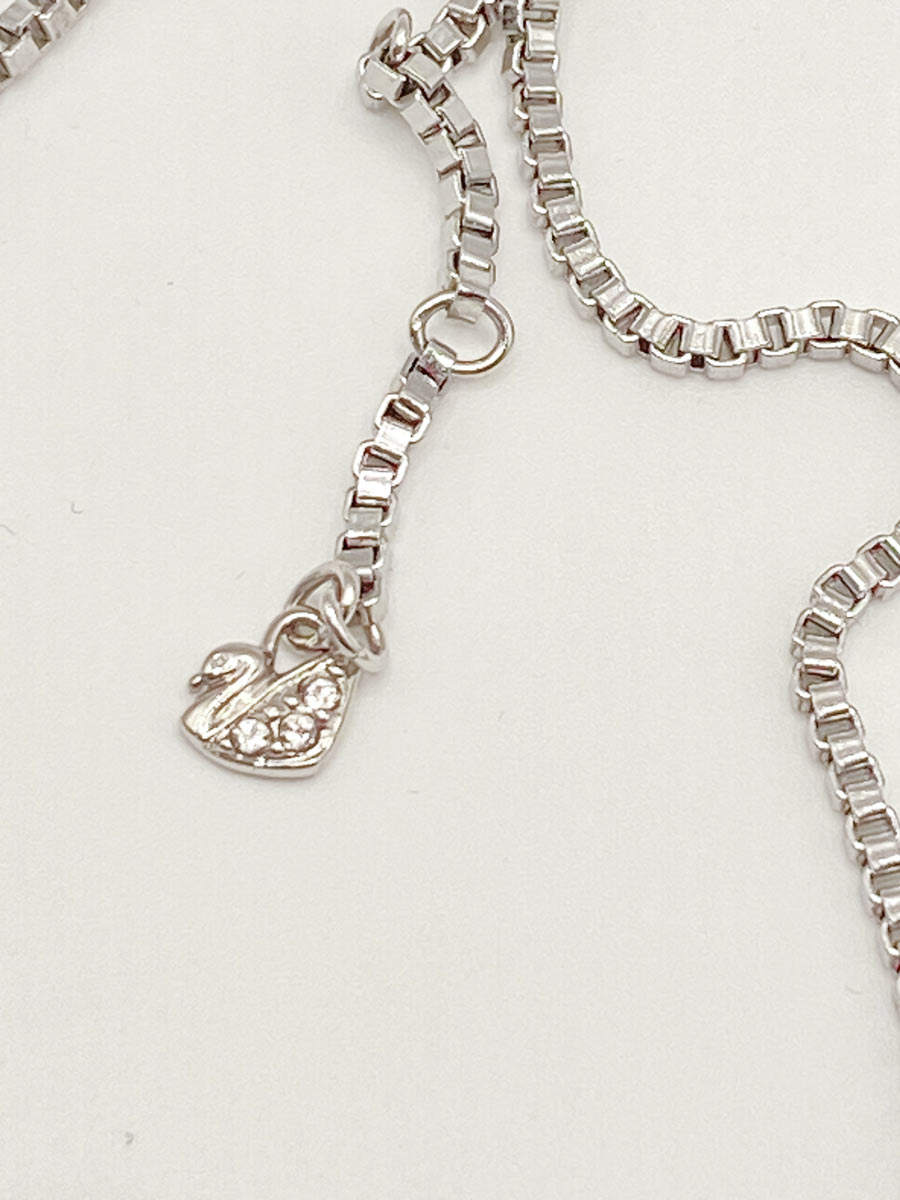 Collana Swarovski blanche rodio cristalli bianche, viola e perle - immagine 7