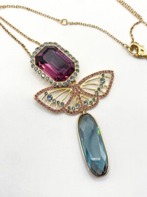 Collana vintage Swarovski libellula cristalli multicolore