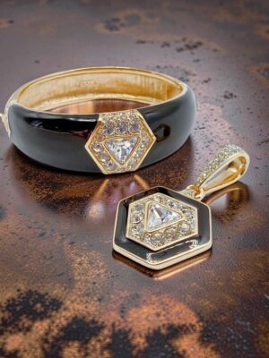 Set bracciale rigido e ciondolo Swarovski vintage S.A.L.