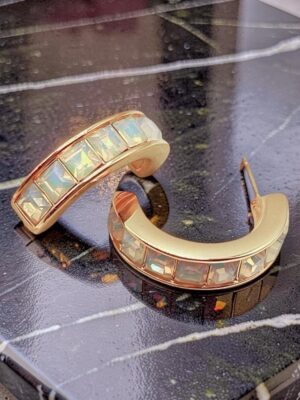 Orecchini Swarovski Vintage a Mezza Luna con Cristalli