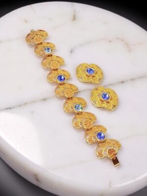 Parure vintage Swarovski floreale bracciale con orecchini