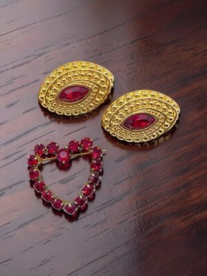 Orecchini Swarovski vintage e spilla cuore con cristalli