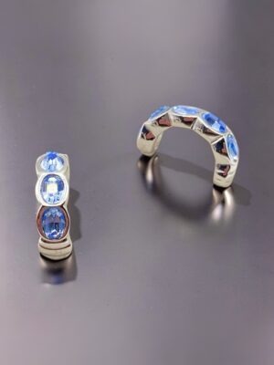 Orecchini Swarovski vintage design curvo con cristalli Blu