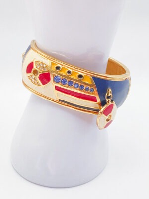 Bracciale rigido Swarovski smalto multicolor con ciondolo