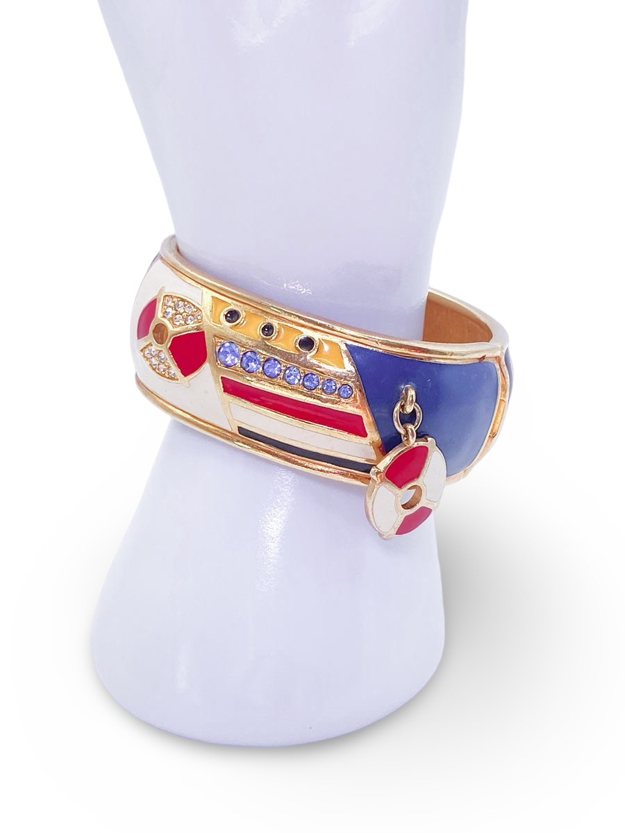Bracciale rigido Swarovski smalto multicolor con ciondolo - immagine 2