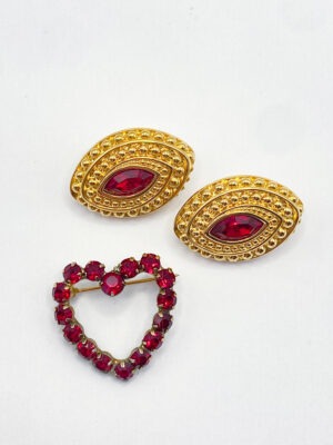 Orecchini Swarovski vintage e spilla cuore con cristalli