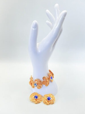 Parure vintage Swarovski floreale bracciale con orecchini